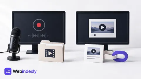 A local recording setup beside a video sheet connected to a link symbol.
