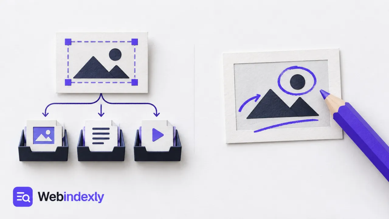 A capture workflow with output trays beside a screenshot and annotation pencil.