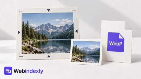 A landscape picture in a sizing frame beside a smaller copy and a WebP sheet.