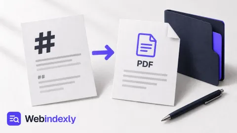 A Markdown page connected to a finished PDF document.