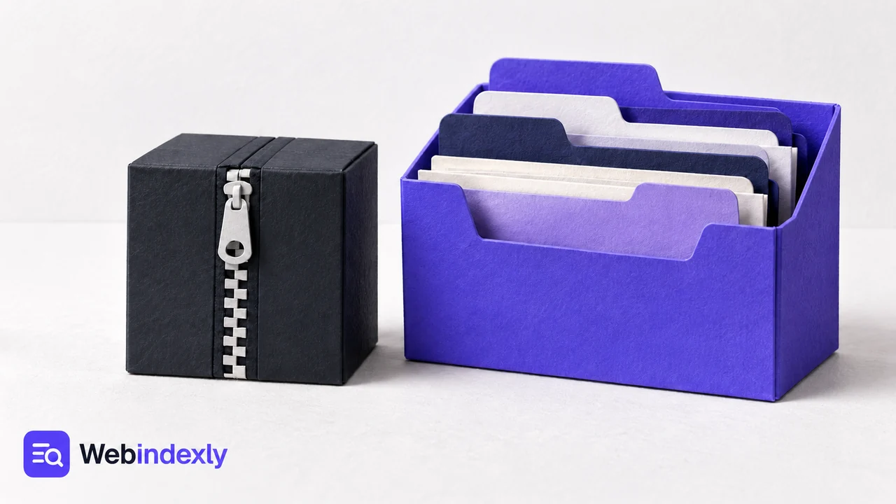 Compact paper archive beside an open file organizer.