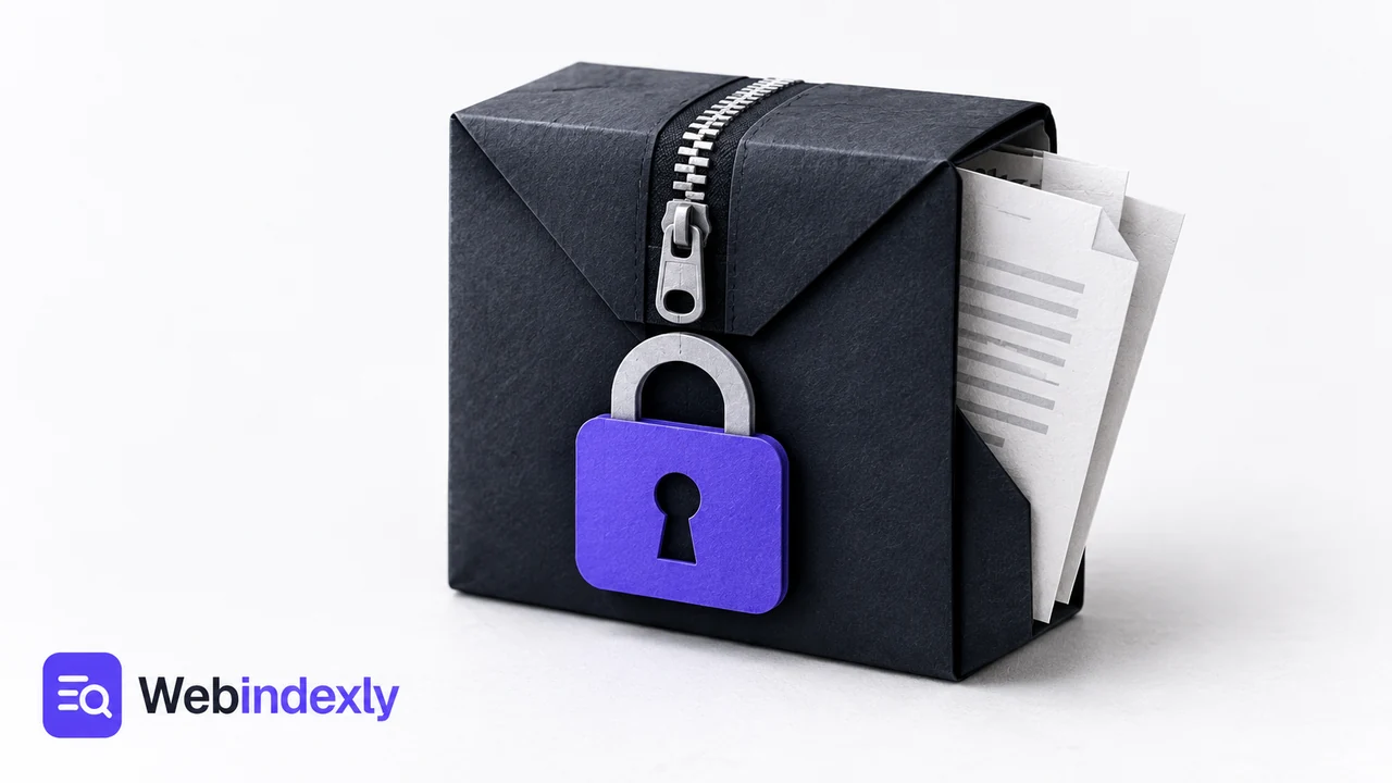 Paper archive box secured with a violet padlock.