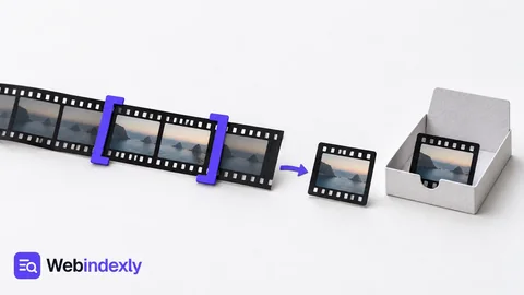 Paper film strip with trim brackets and an exported clip.
