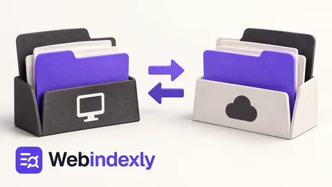 A commander-like pair of file panes represented as paper folder racks facing a second local-and-remote folder pair.