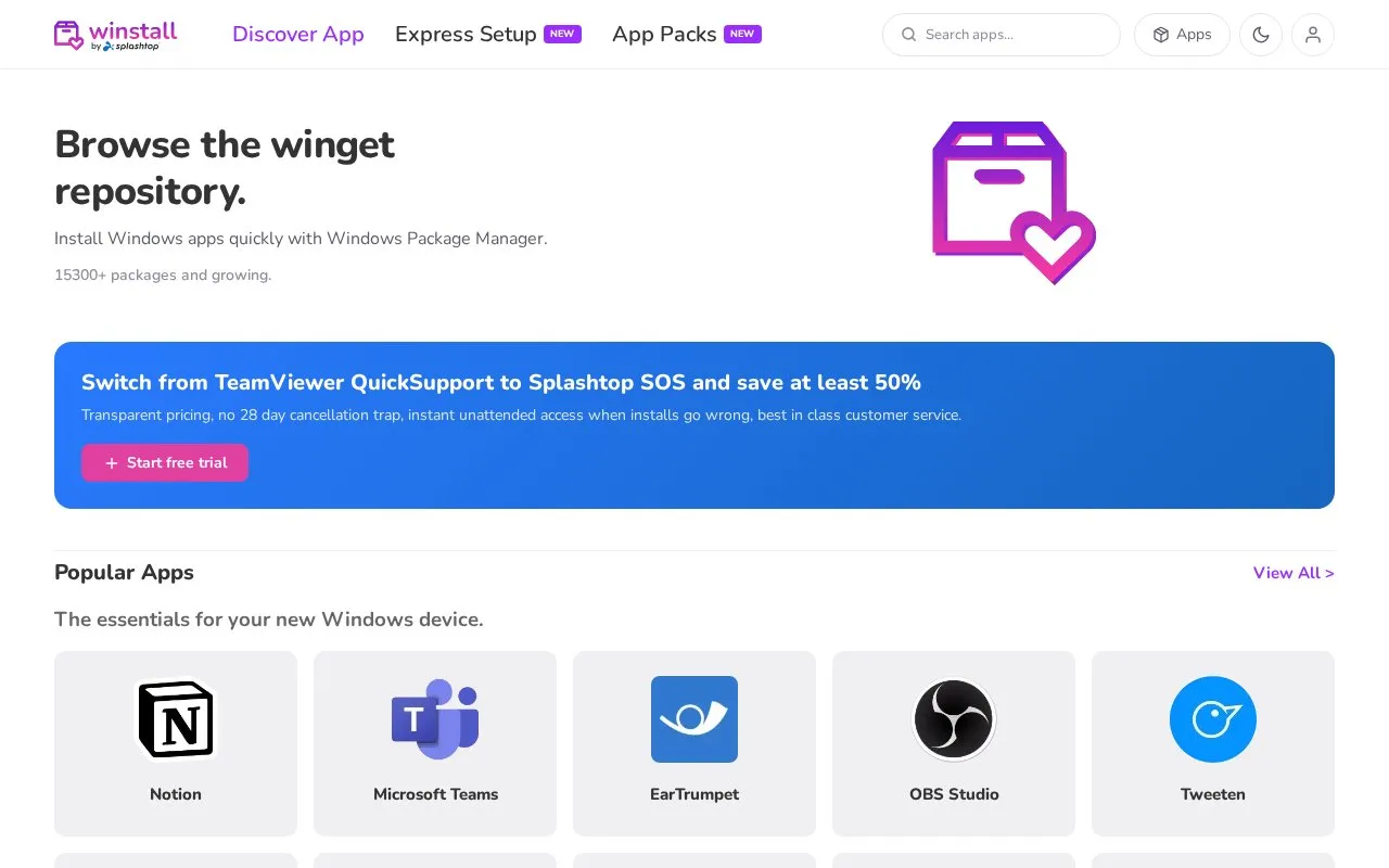 Browse homepage screenshot