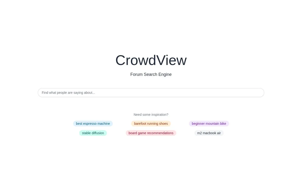 CrowdView homepage screenshot