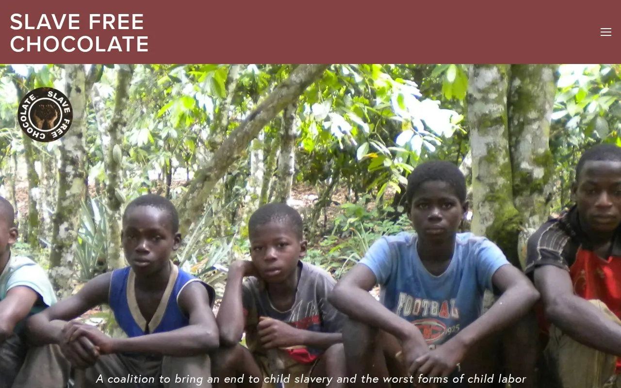 Slave Free Chocolate homepage screenshot