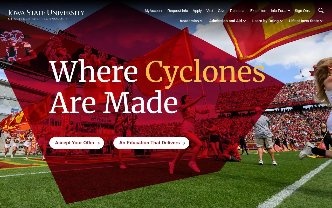 Iowa State University homepage screenshot