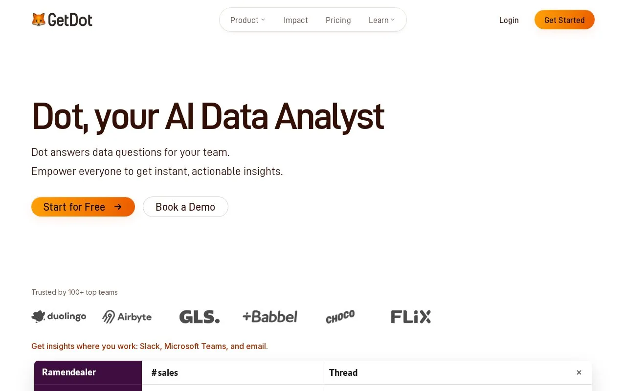 Dot homepage screenshot