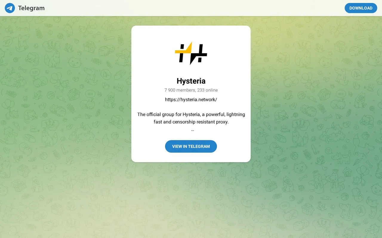 Hysteria Github homepage screenshot