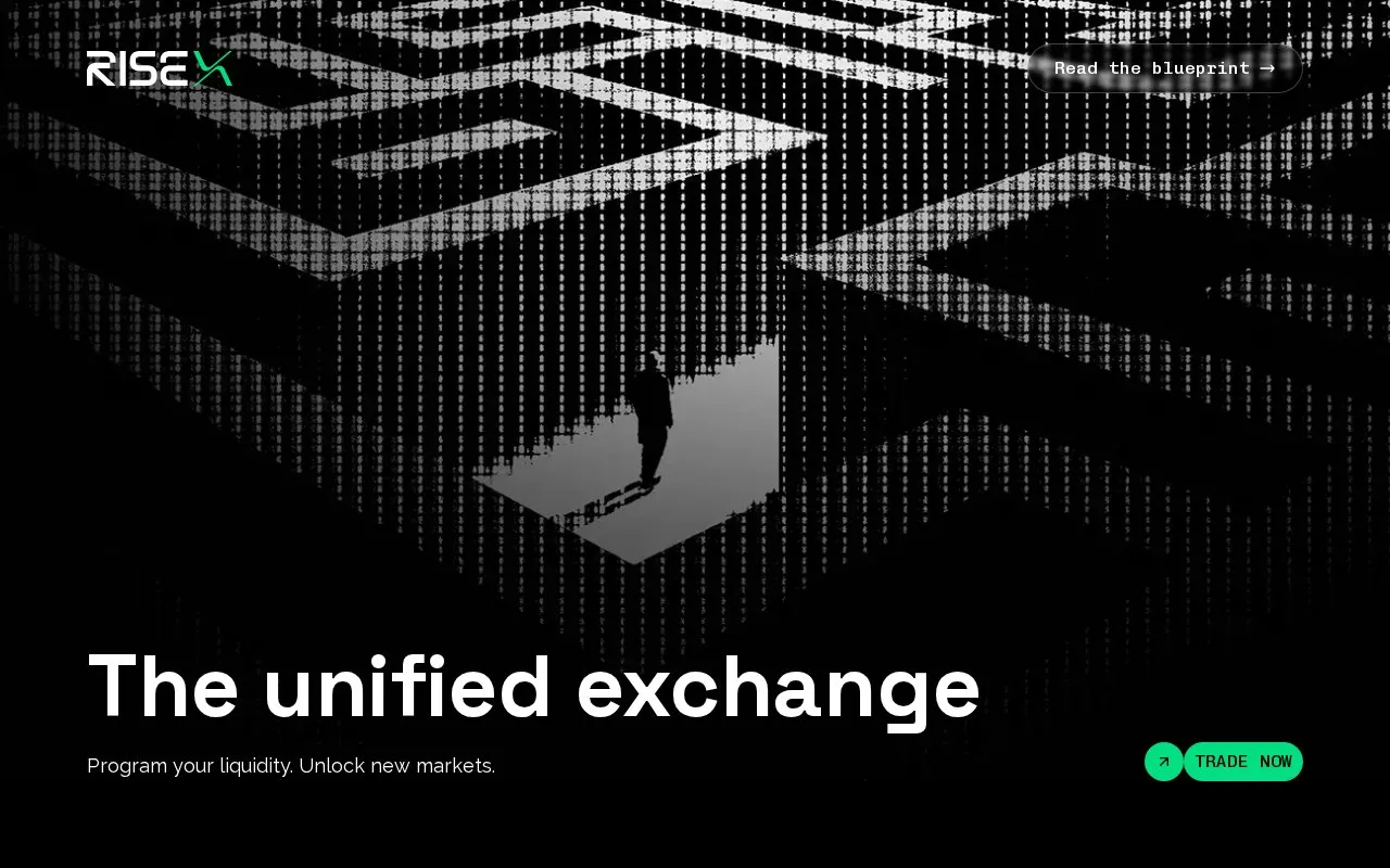RISEx homepage screenshot
