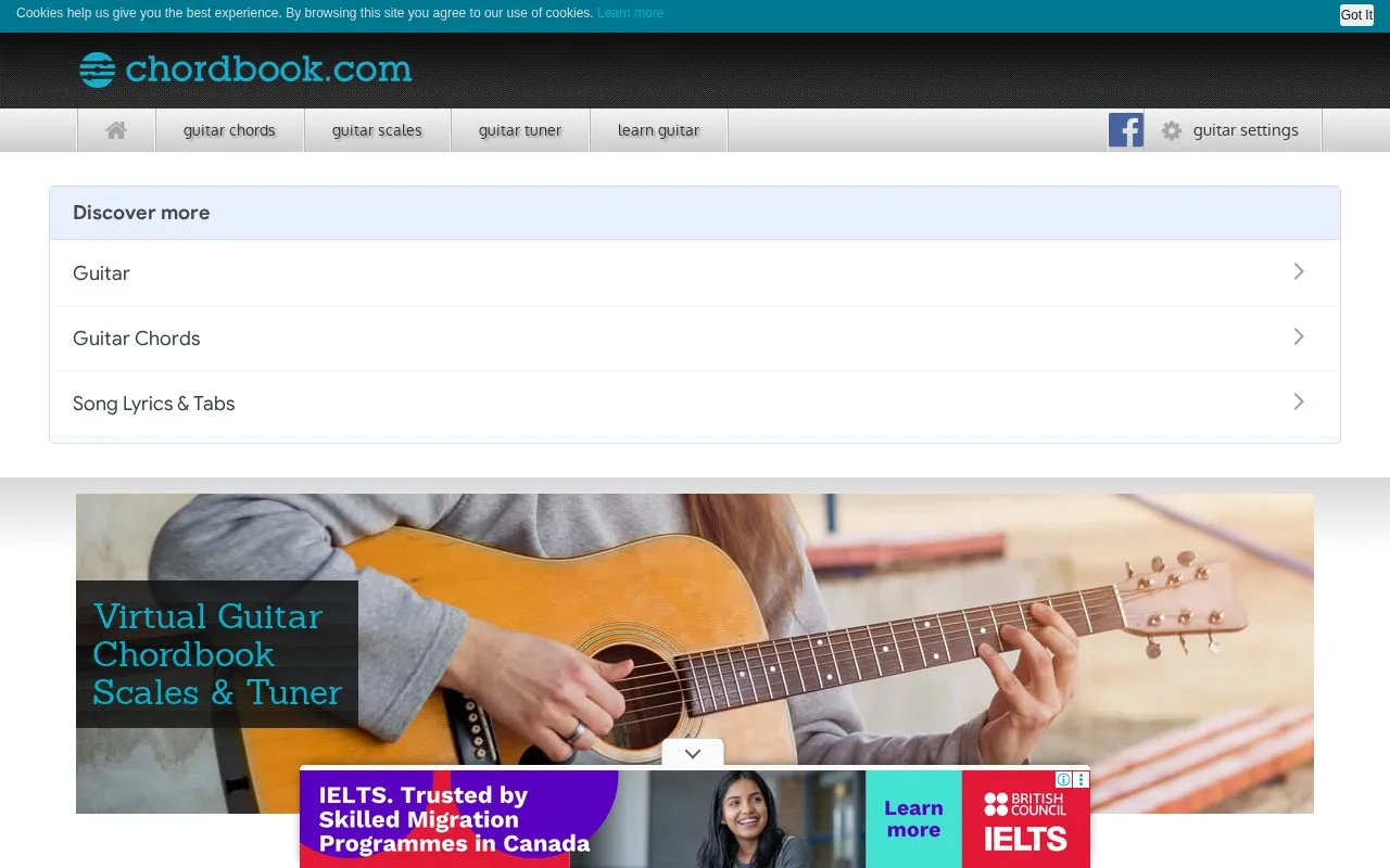 ChordBook homepage screenshot