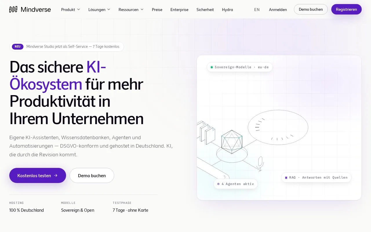 Mindverse homepage screenshot