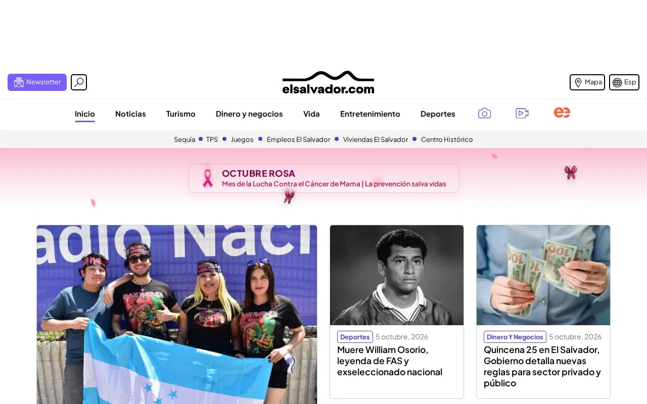 El Diario de Hoy homepage screenshot