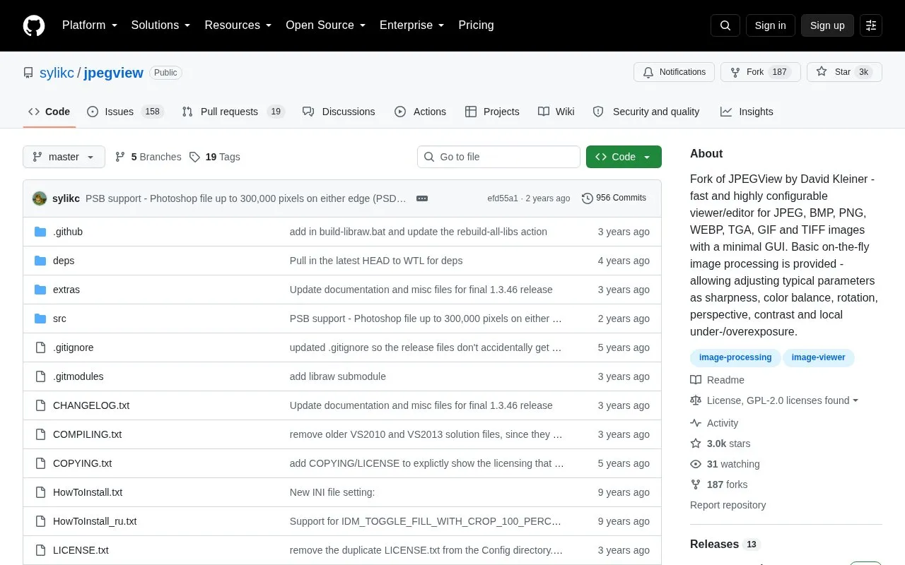 JPEGView homepage screenshot