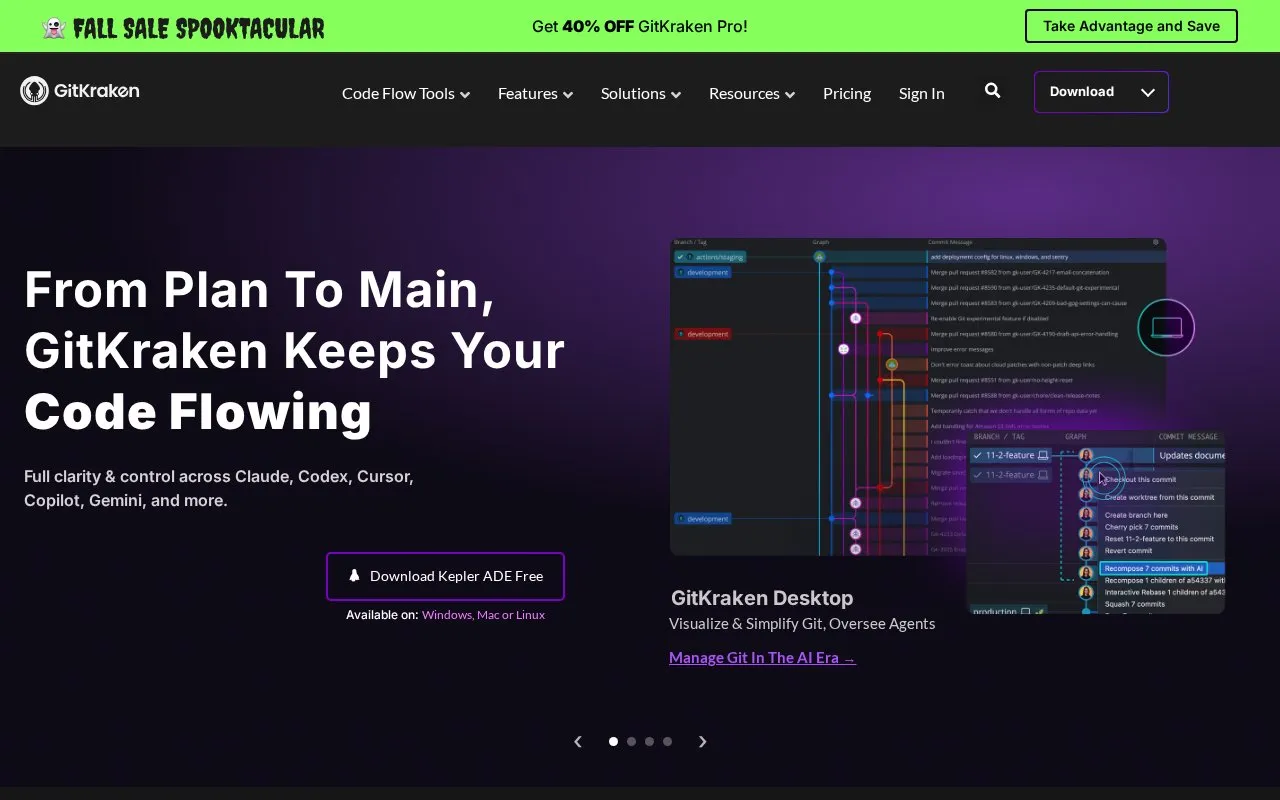 GitKraken homepage screenshot