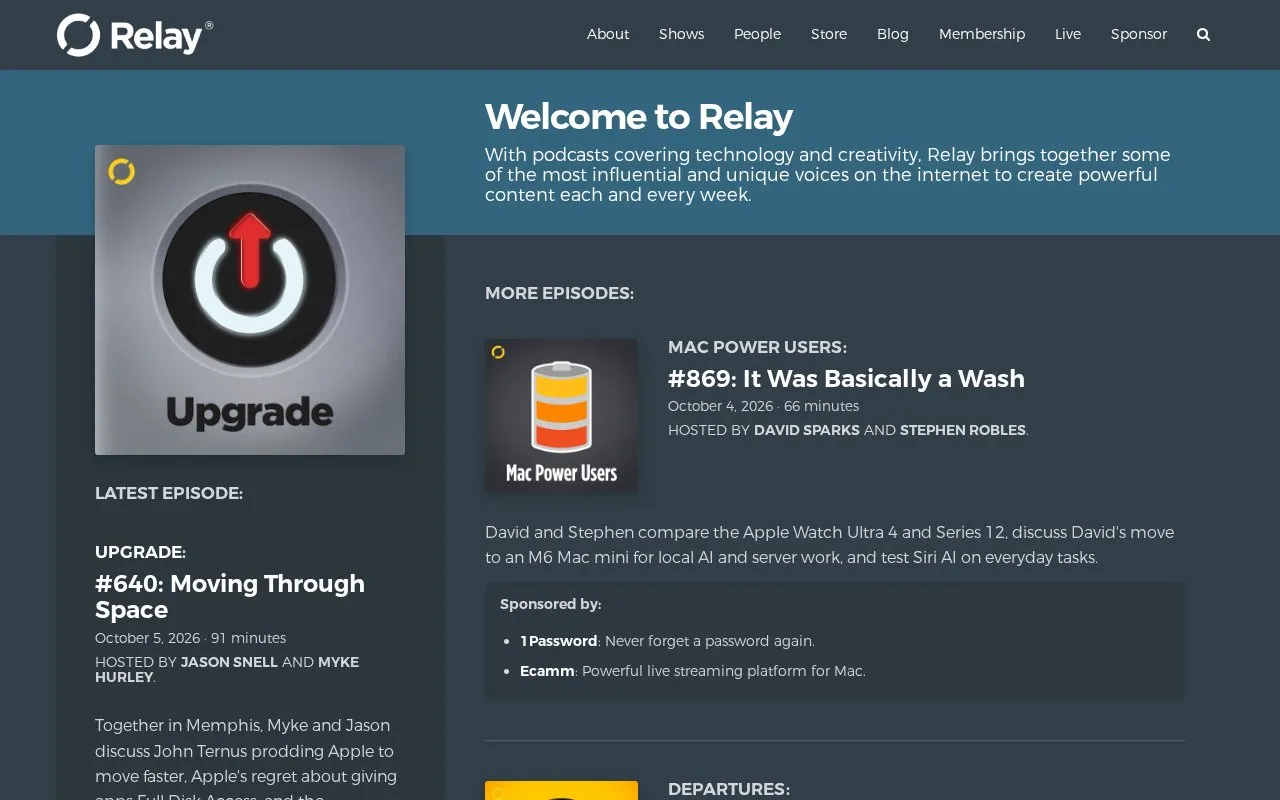 Relay homepage screenshot