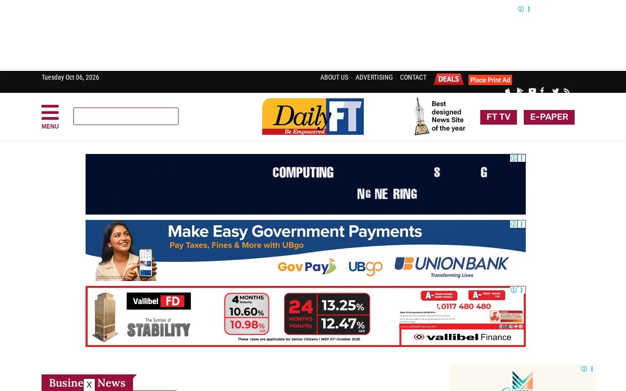 Daily FT homepage screenshot