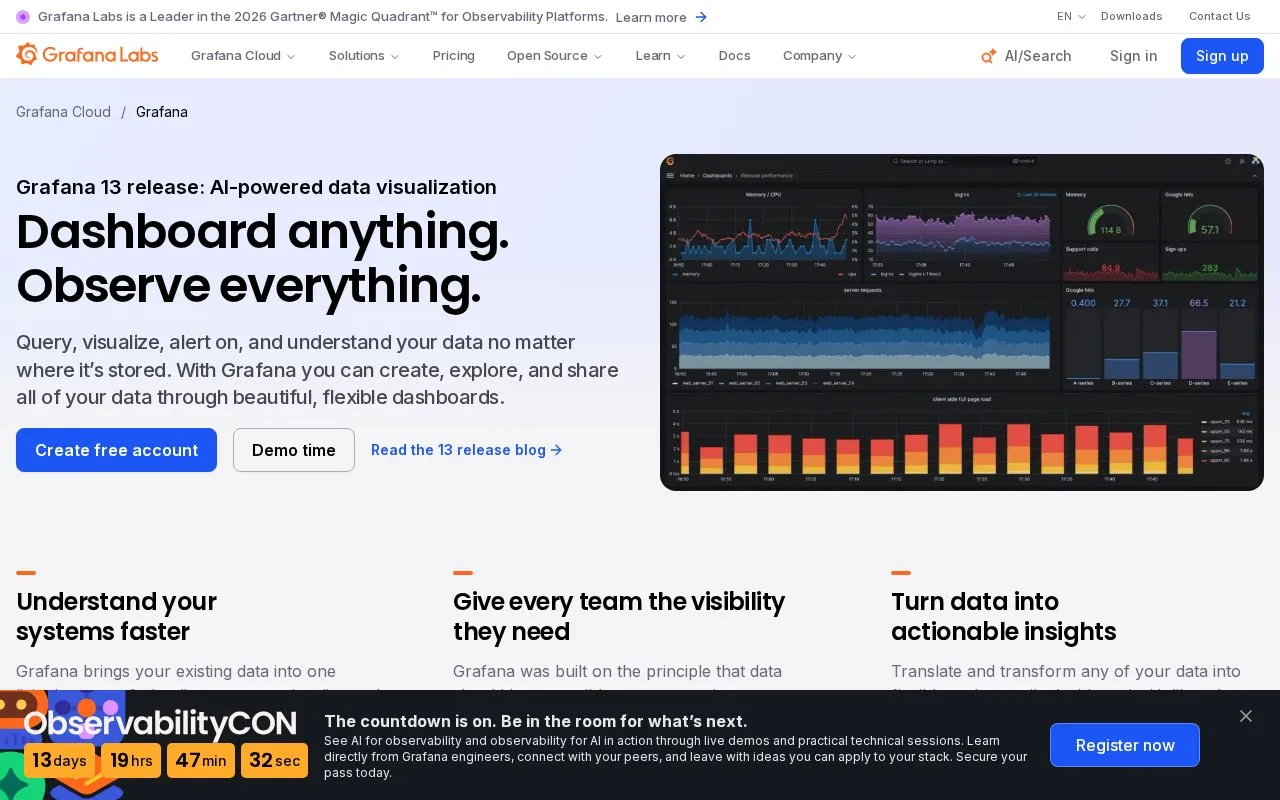 Grafana homepage screenshot