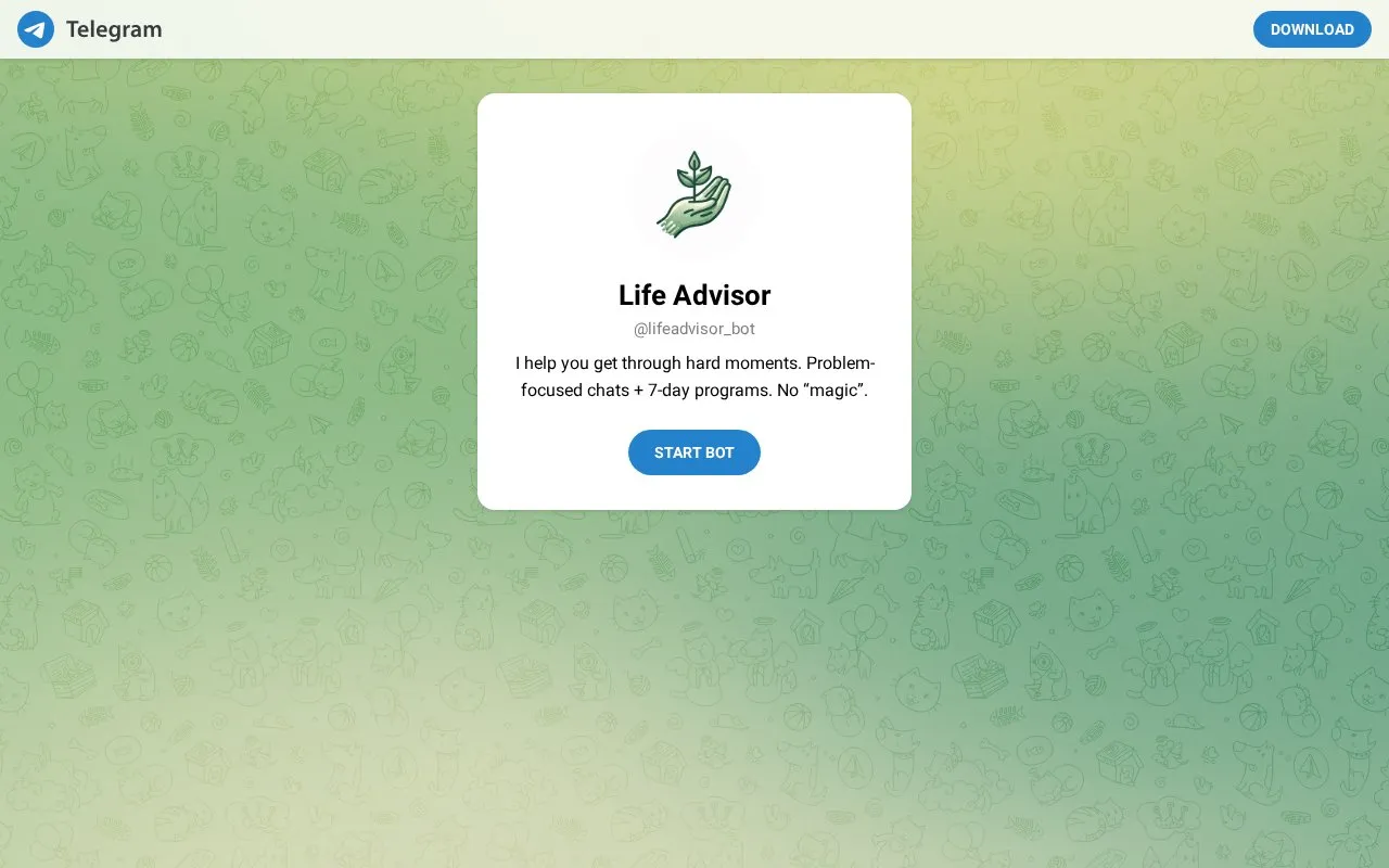 @lifeadvisor_bot homepage screenshot