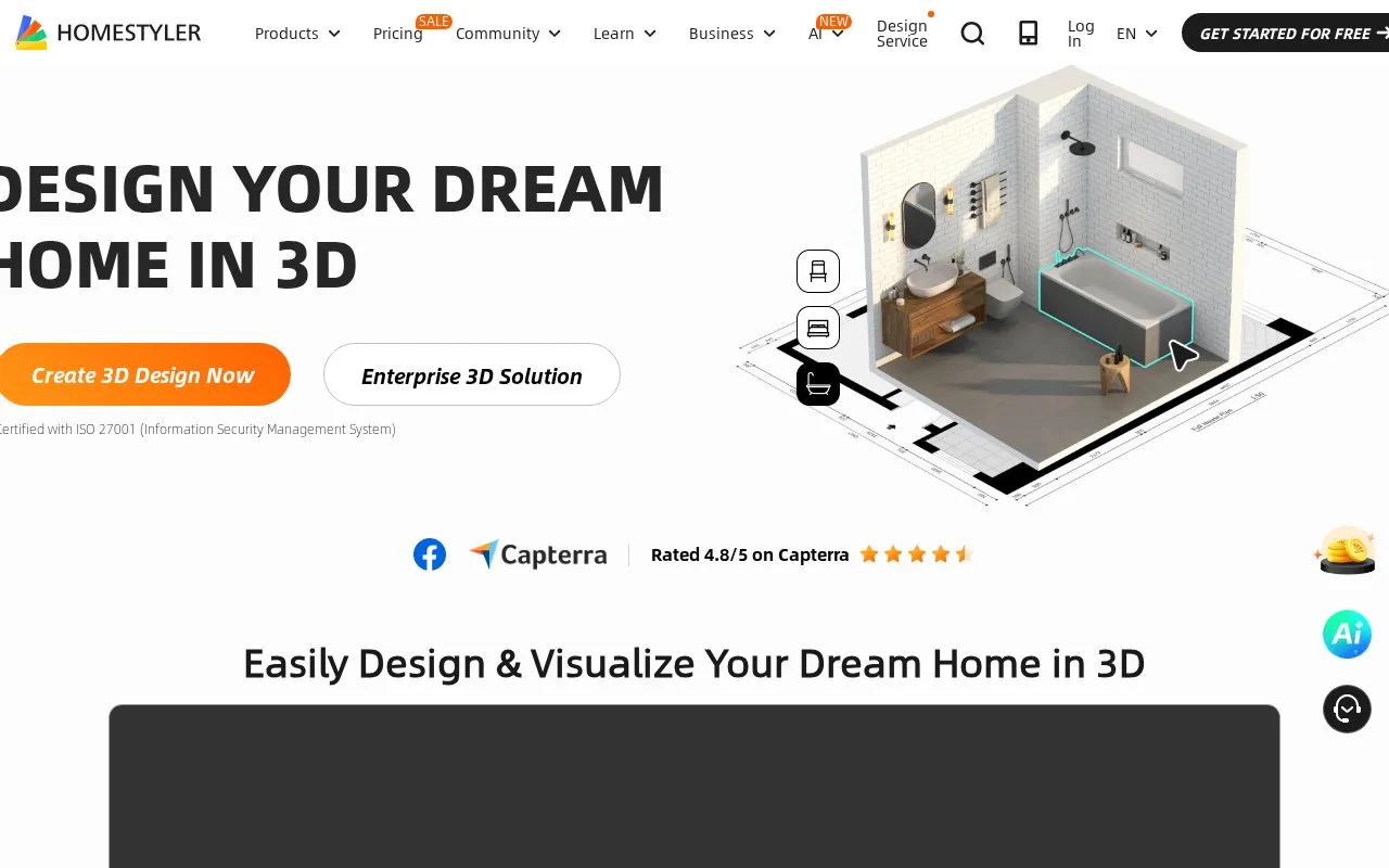Homestyler homepage screenshot