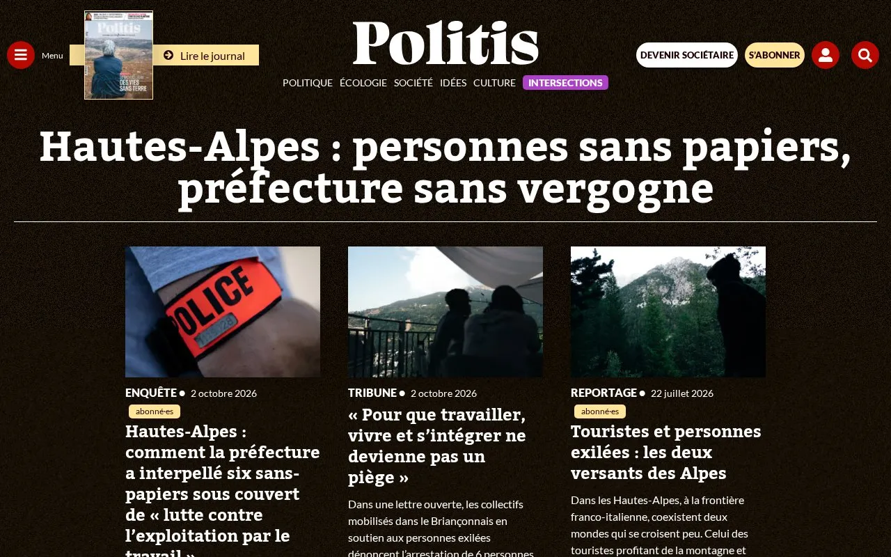 POLITIS homepage screenshot