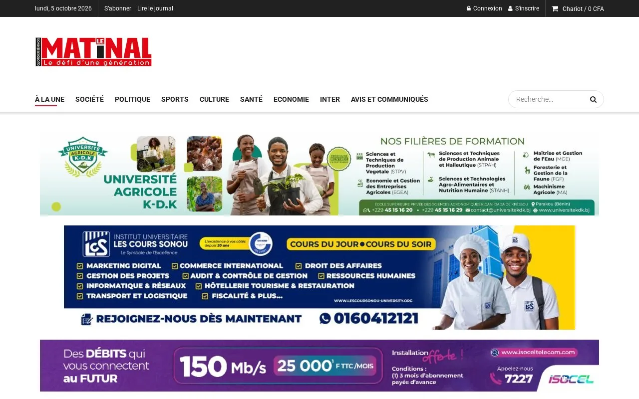 LE MATINAL homepage screenshot