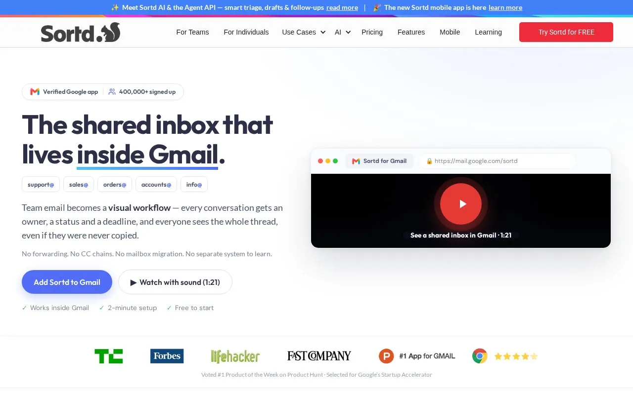 Sortd homepage screenshot