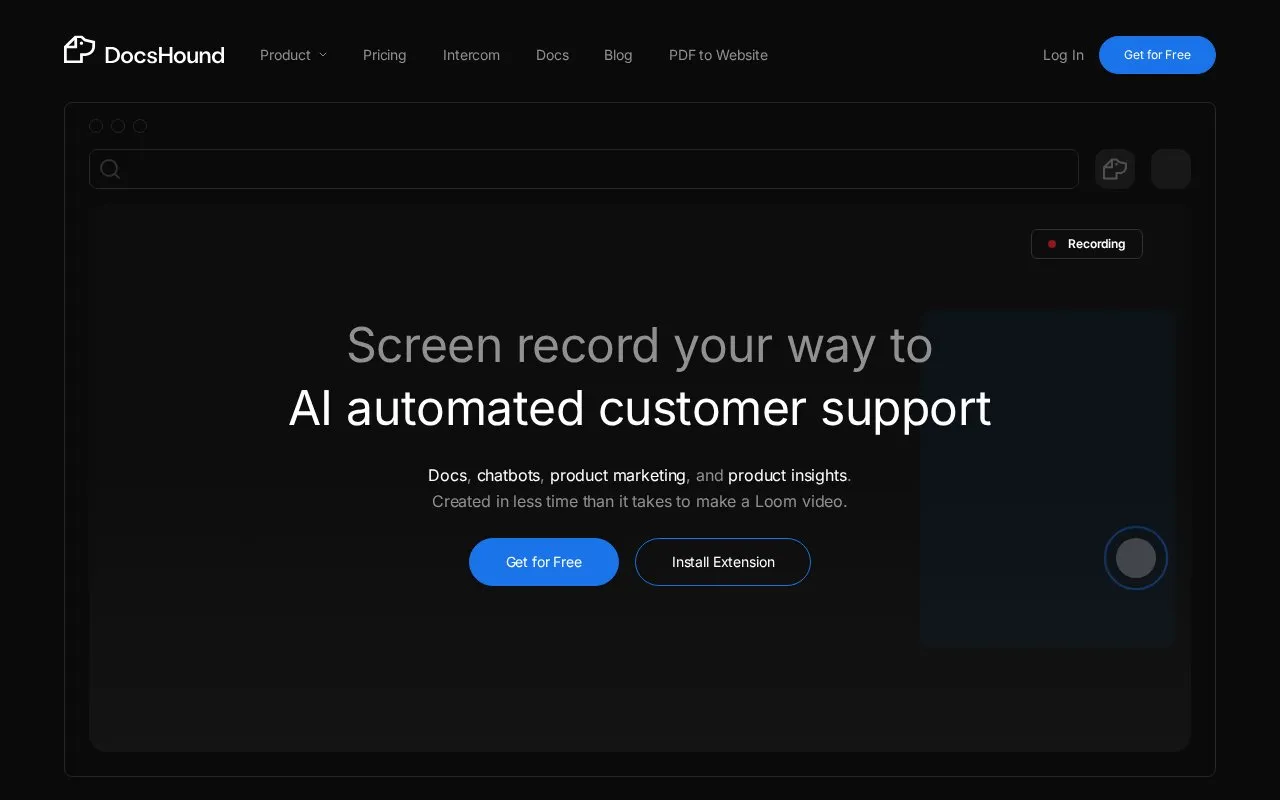 DocsHound homepage screenshot