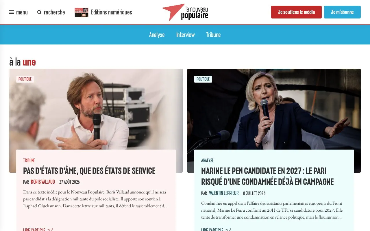 Le Nouveau Populaire homepage screenshot