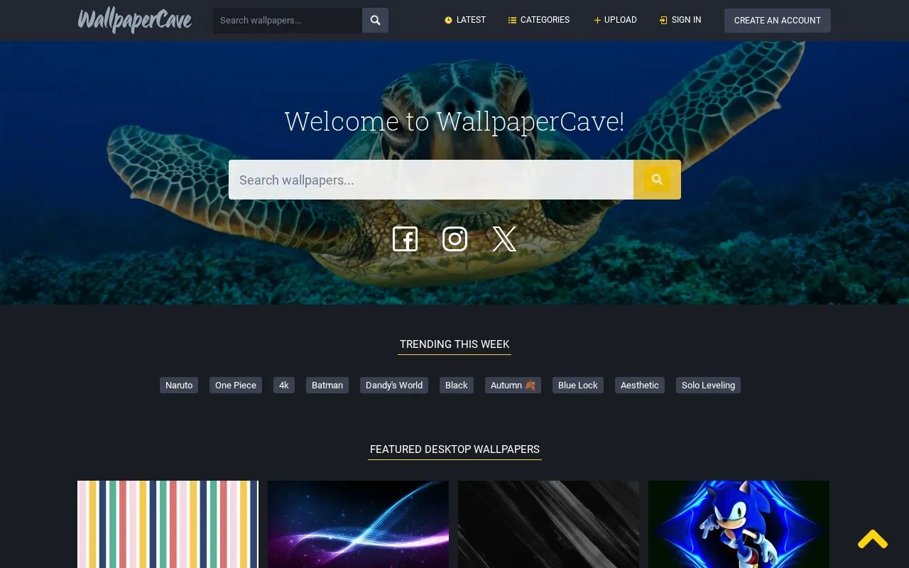 WallpaperCave homepage screenshot