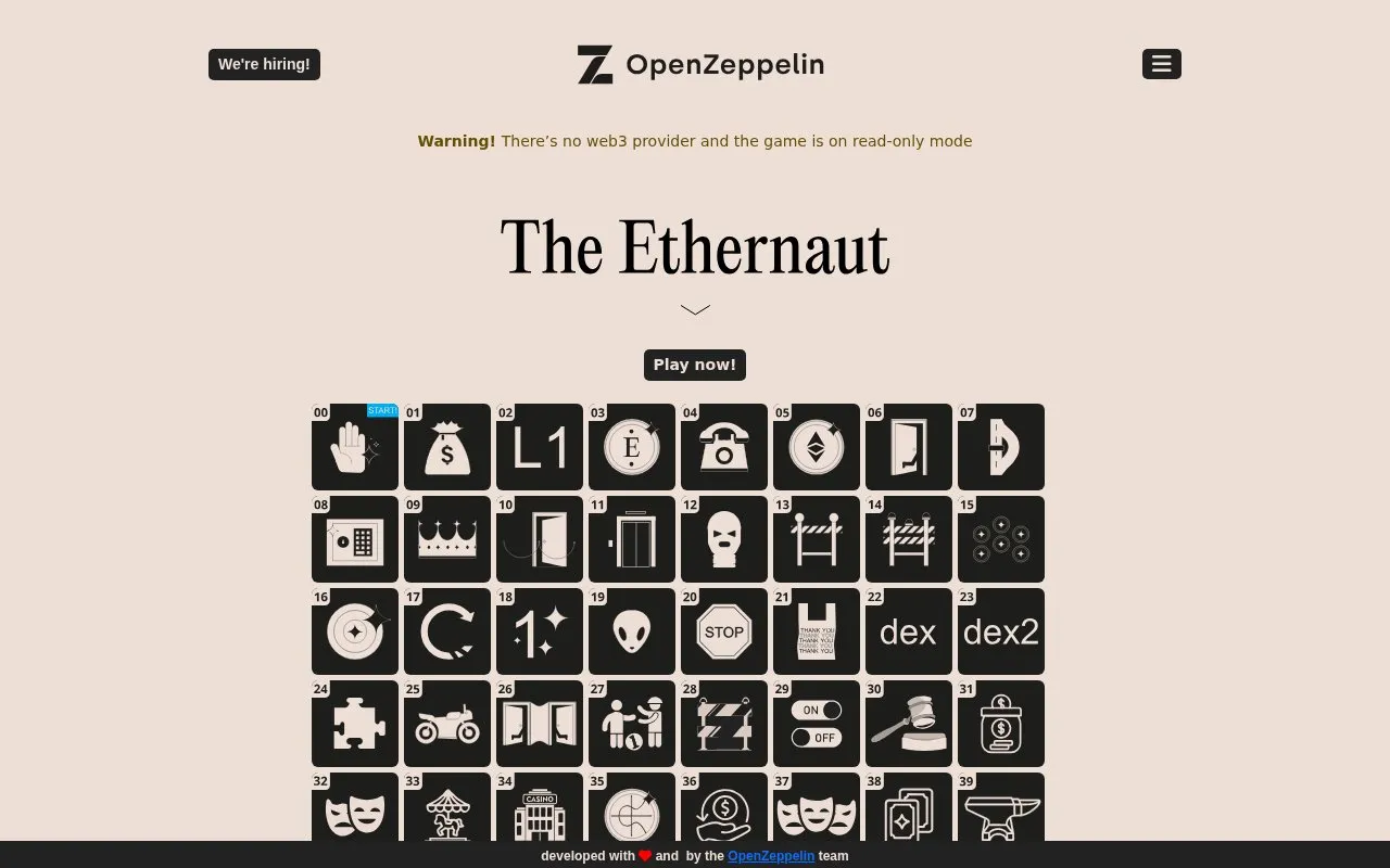 Ethernaut homepage screenshot