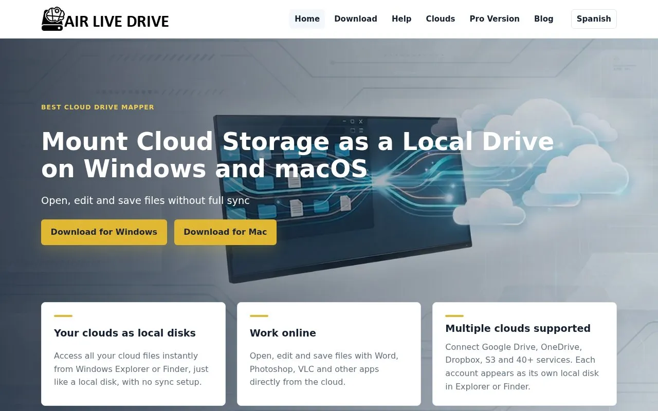 Air Live Drive homepage screenshot