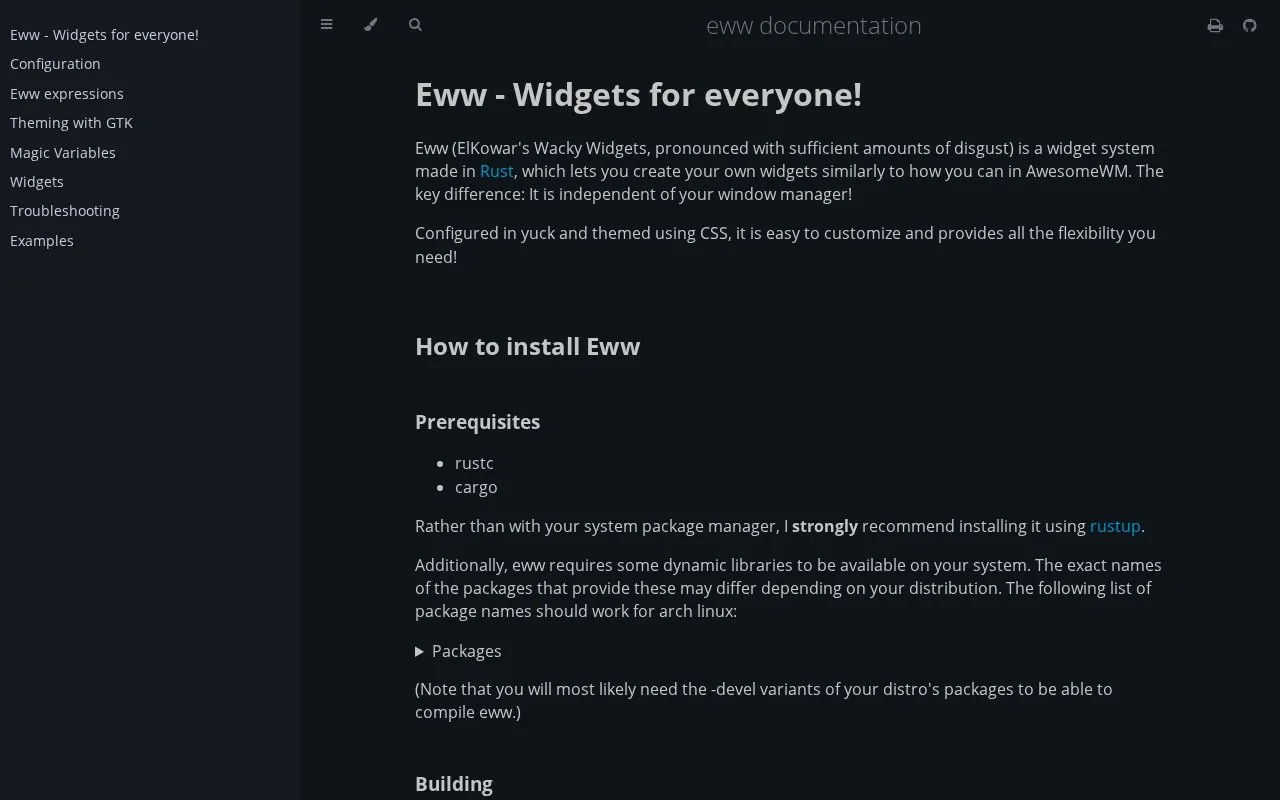 Elkowar's Wacky Widgets homepage screenshot