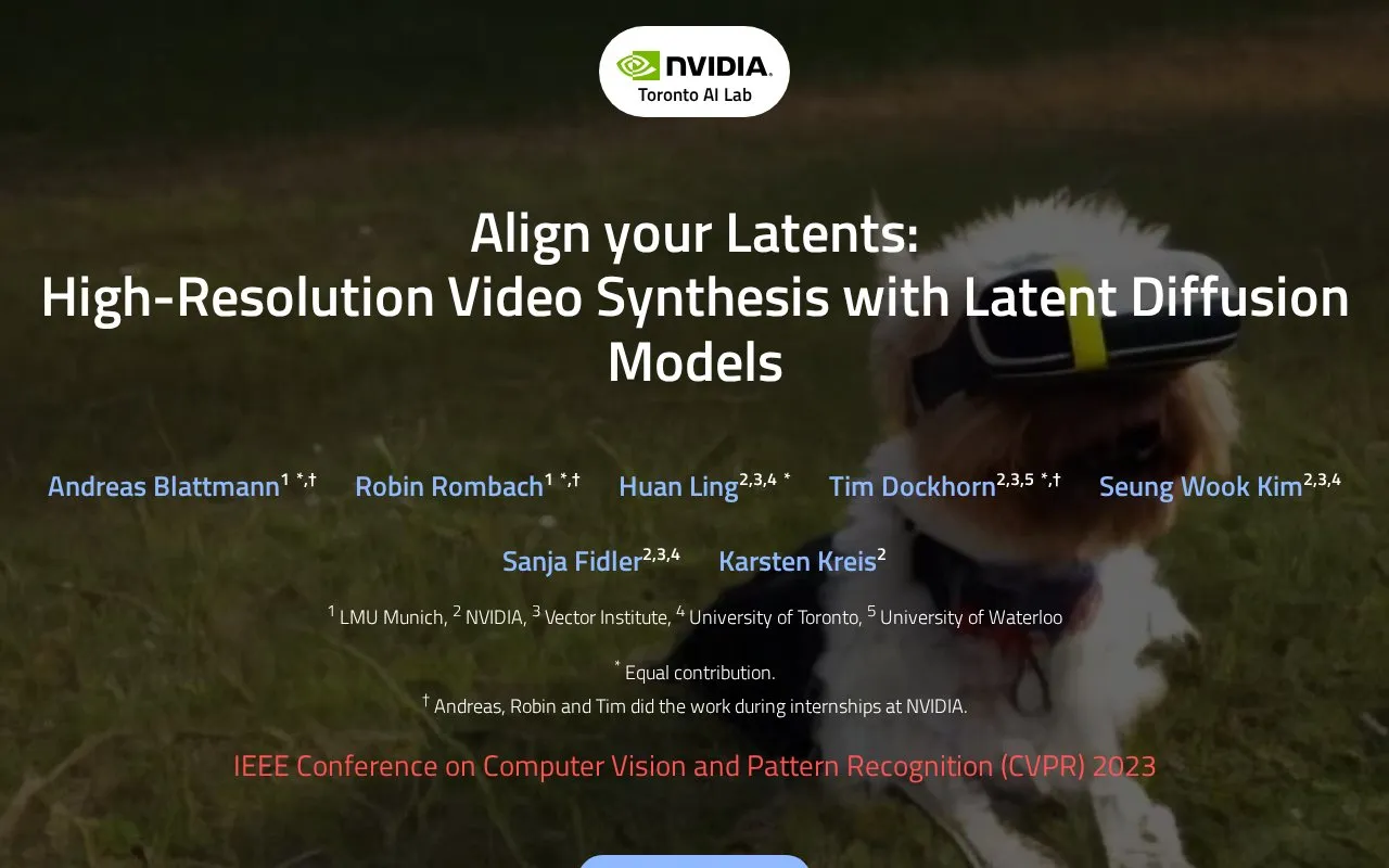 Align your Latents homepage screenshot
