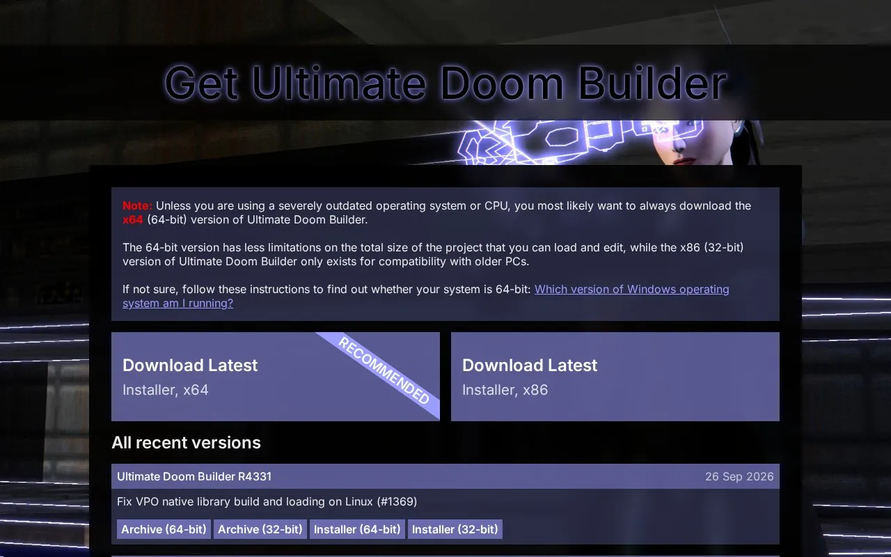 UltimateDoomBuilder homepage screenshot