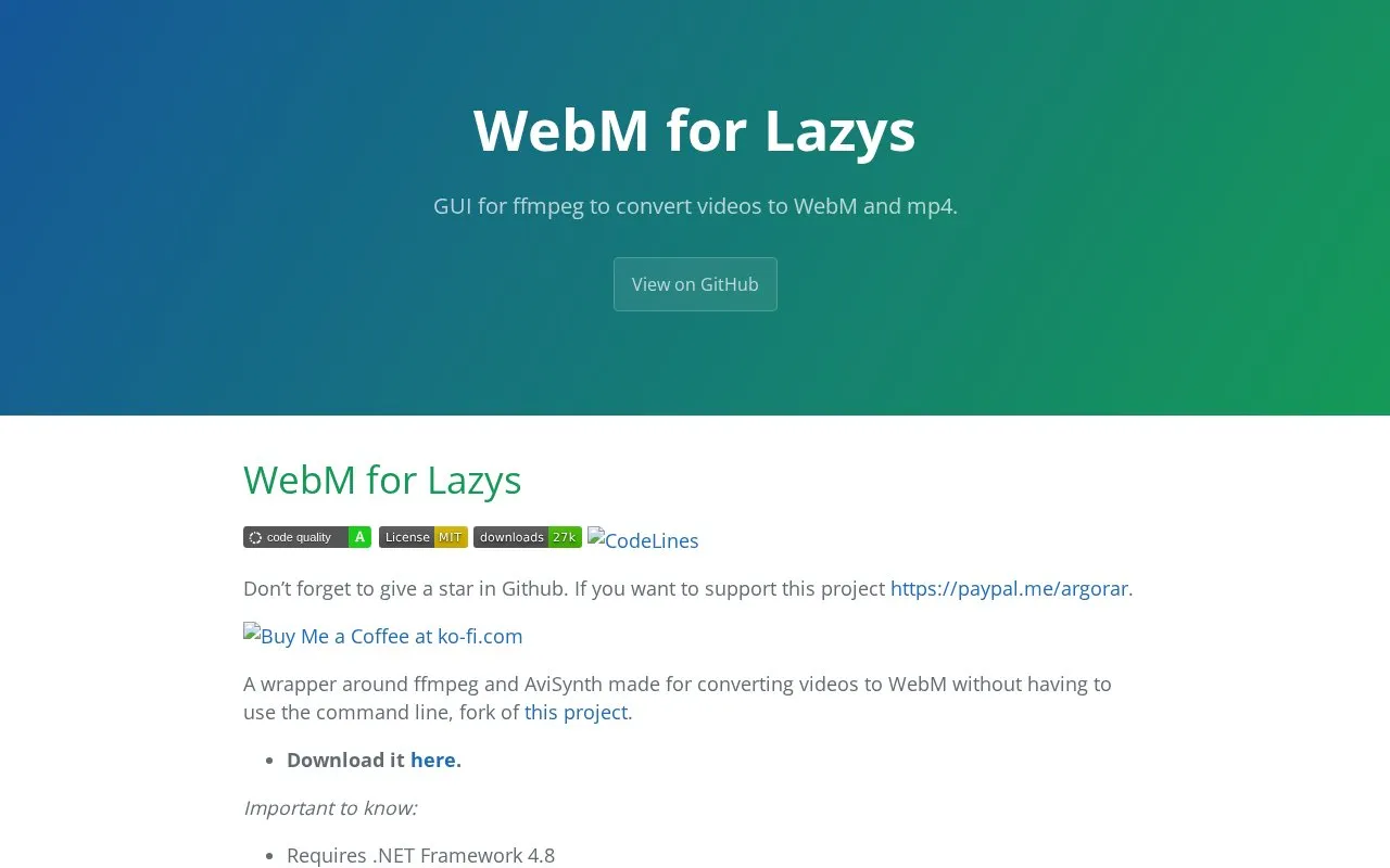 WebMConverter homepage screenshot