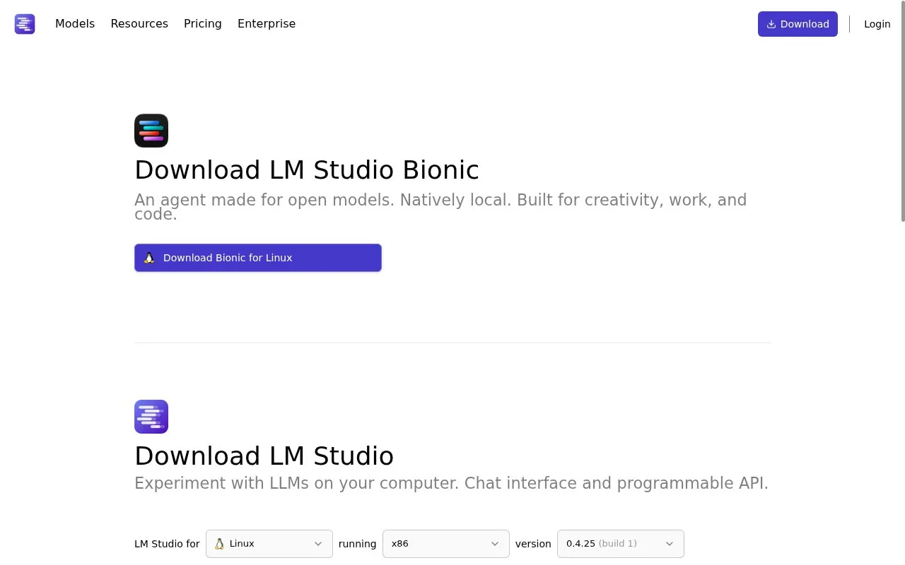 LM Studio homepage screenshot