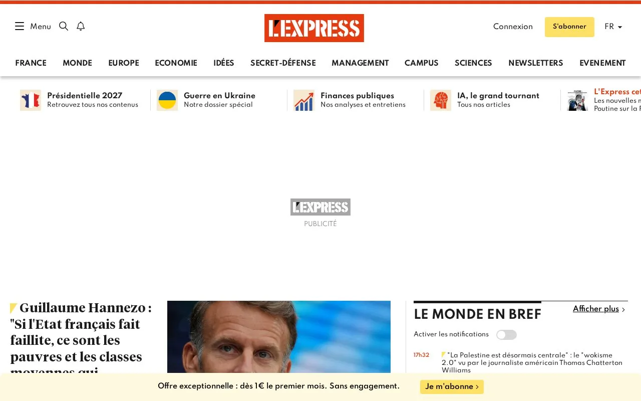 L'Express homepage screenshot