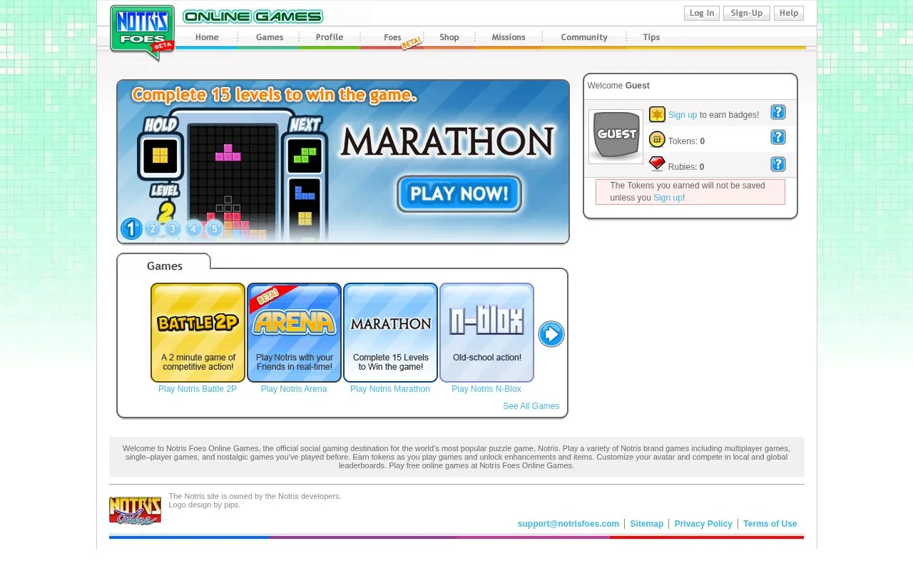 Notris Foes homepage screenshot
