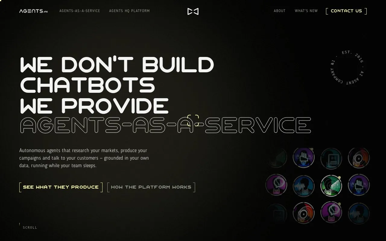 AGENTS.inc homepage screenshot