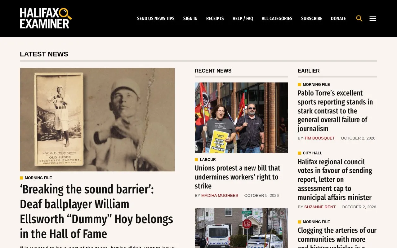 Halifax Examiner homepage screenshot