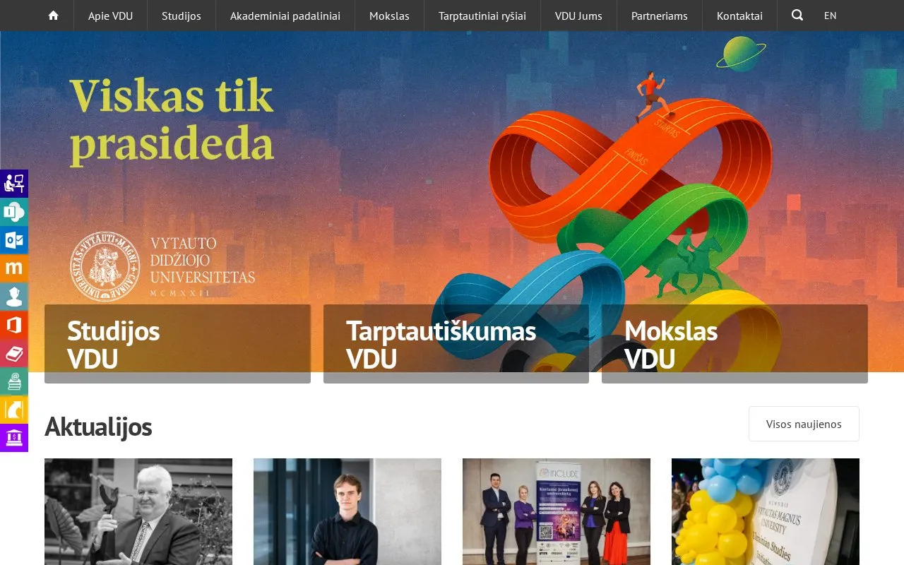 Vytautas Magnus University homepage screenshot
