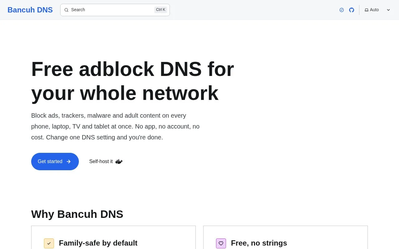 Bancuh homepage screenshot