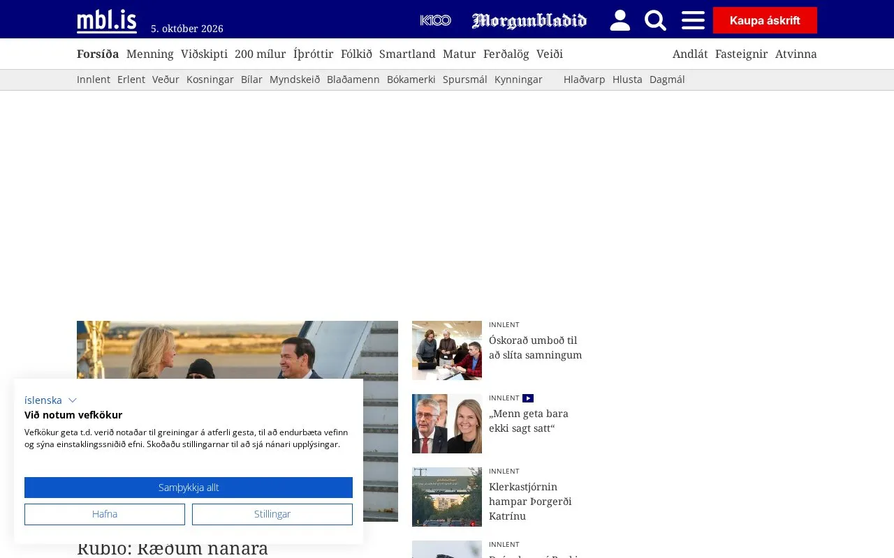 mbl.is homepage screenshot