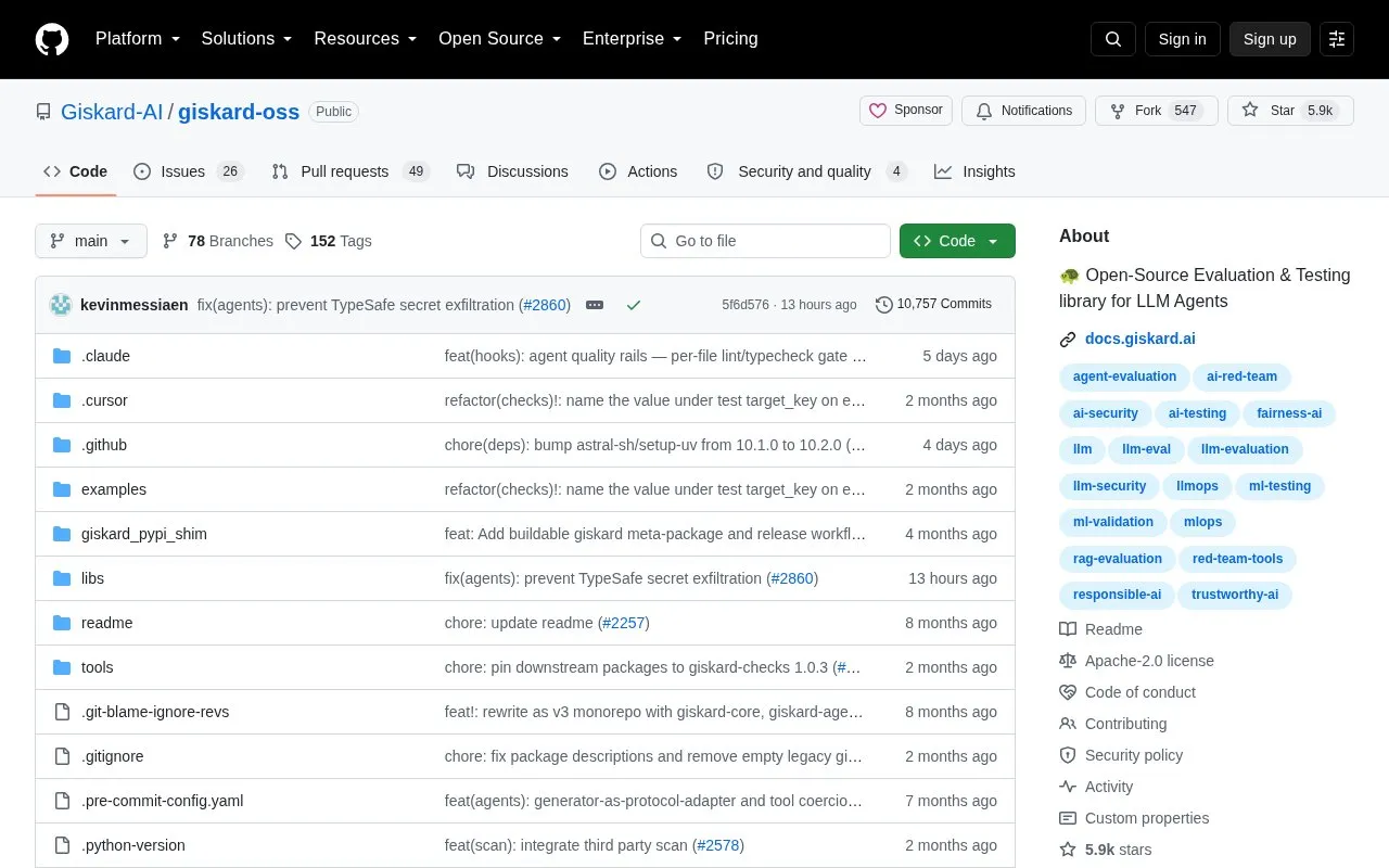 Giskard homepage screenshot