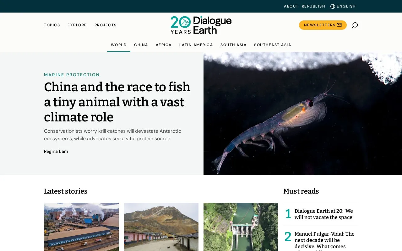 Dialogue Earth homepage screenshot