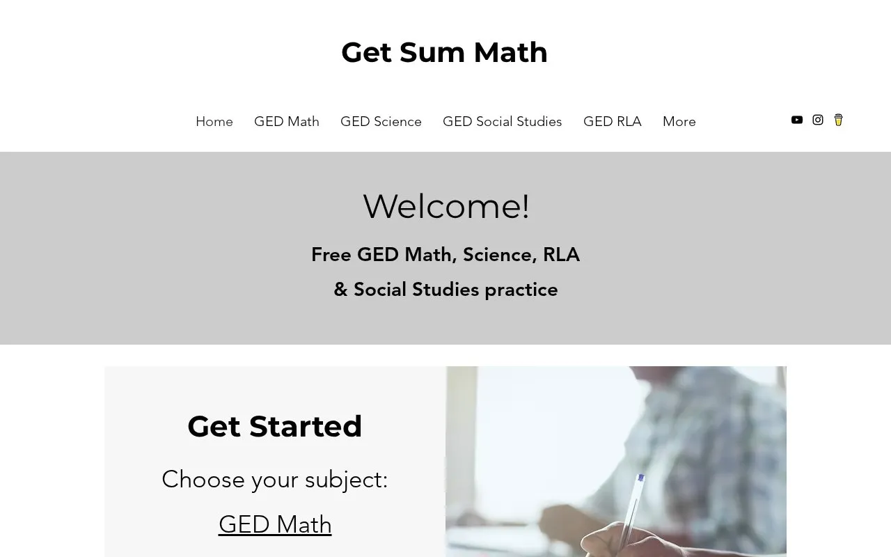 Get Sum Math homepage screenshot