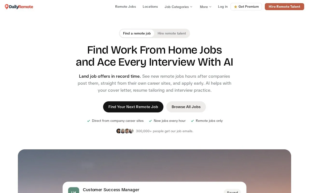 DailyRemote homepage screenshot