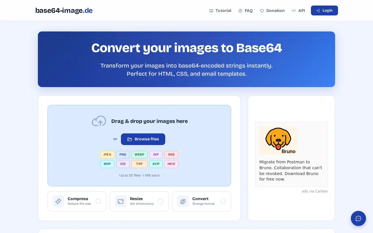 Base64 Image homepage screenshot
